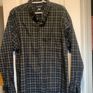 Architect Mens L/S Blue & Black & Grey Plaid Button Down Shirt